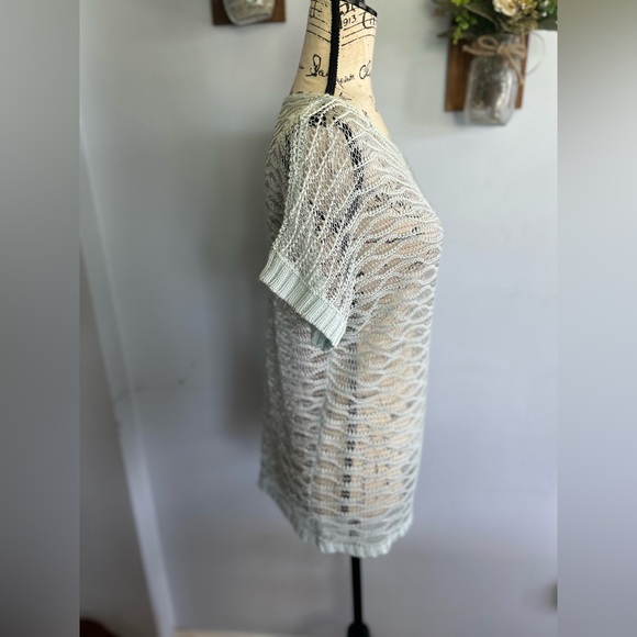 Love stitch cover up vacation top open knitted acrylic metallic thread - Picture 4 of 10